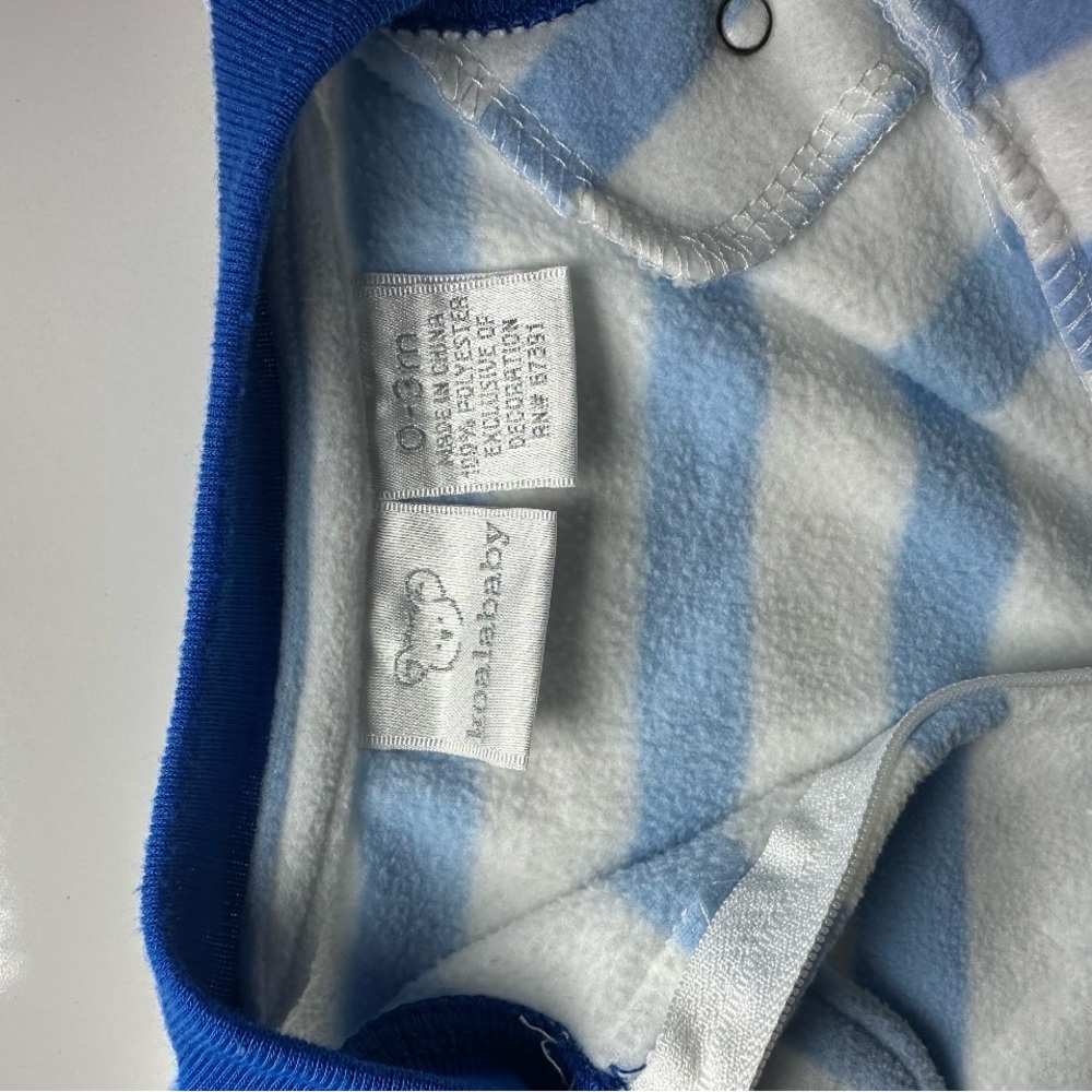 Carter's Blue and White Striped Footie with Reindeer - Picture 3 of 4